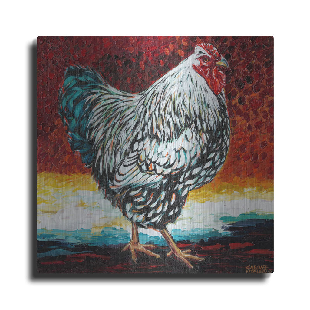 'Fancy Chicken I' by Carolee Vitaletti – Metal Wall Art