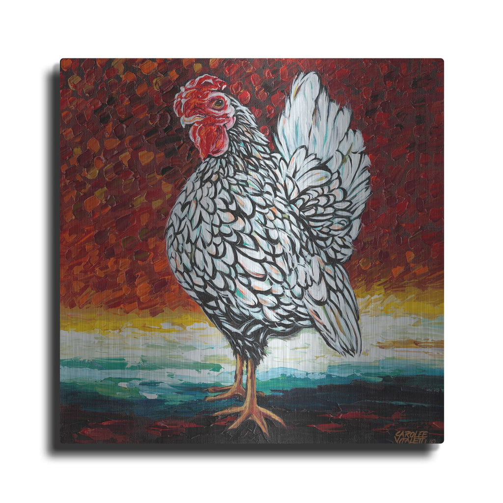 'Fancy Chicken II' by Carolee Vitaletti – Metal Wall Art
