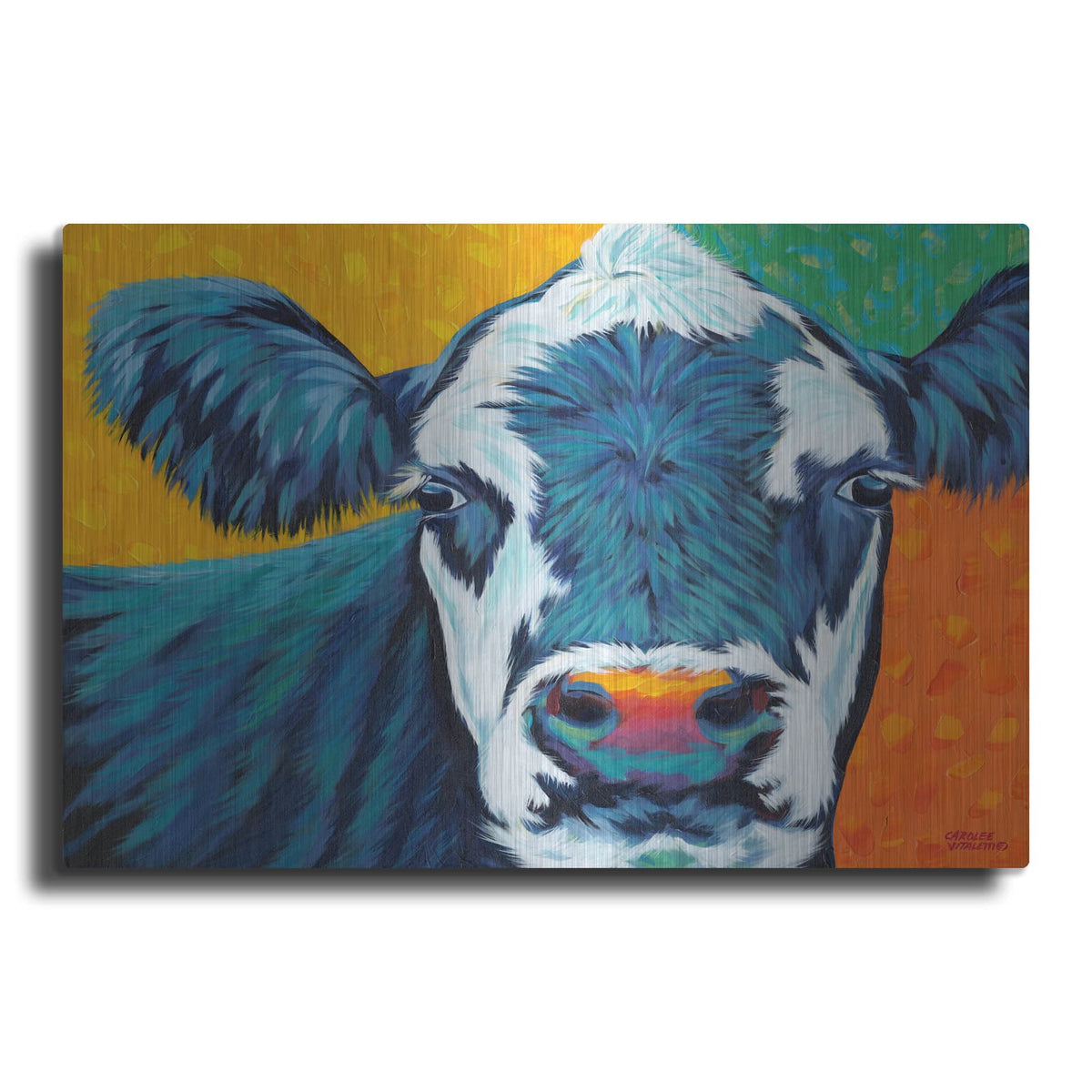'Colorful Country Cows I' by Carolee Vitaletti – Metal Wall Art