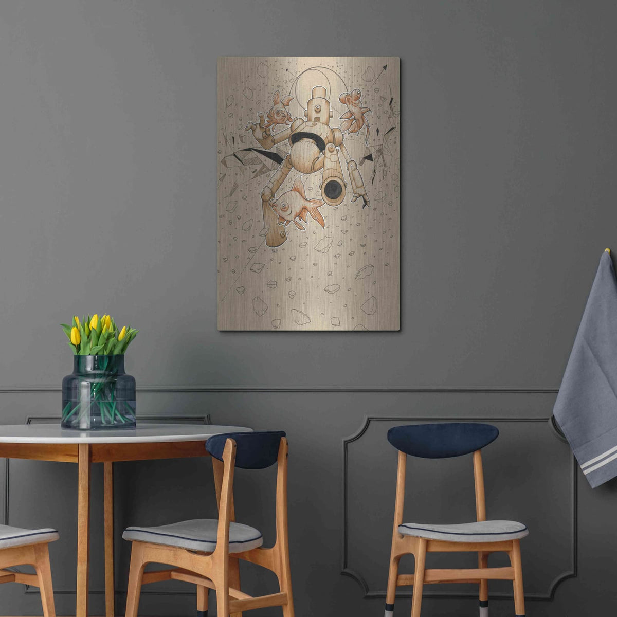 'Float Bot Fish' by Craig Snodgrass – Metal Wall Art, 24x36 room view
