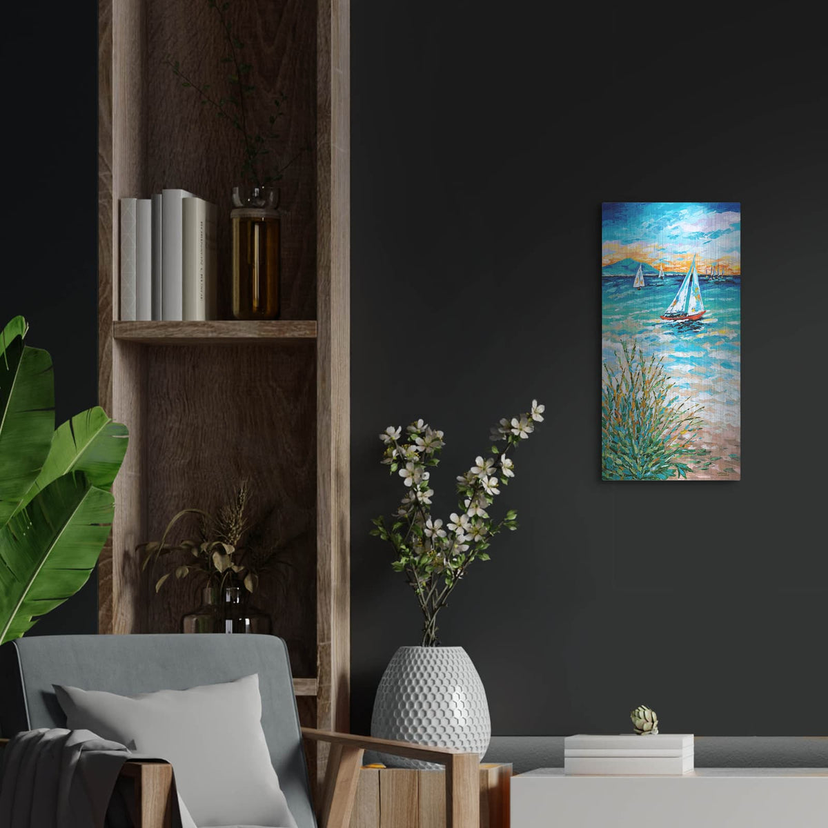 'Wind in my Sail I' by Carolee Vitaletti – Metal Wall Art, 12x24 room view
