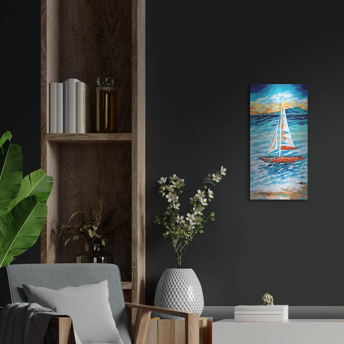'Wind in my Sail II' by Carolee Vitaletti – Metal Wall Art, 12x24 room view