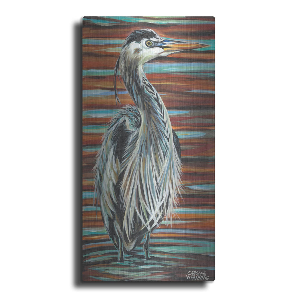 'Watchful Heron I' by Carolee Vitaletti – Metal Wall Art
