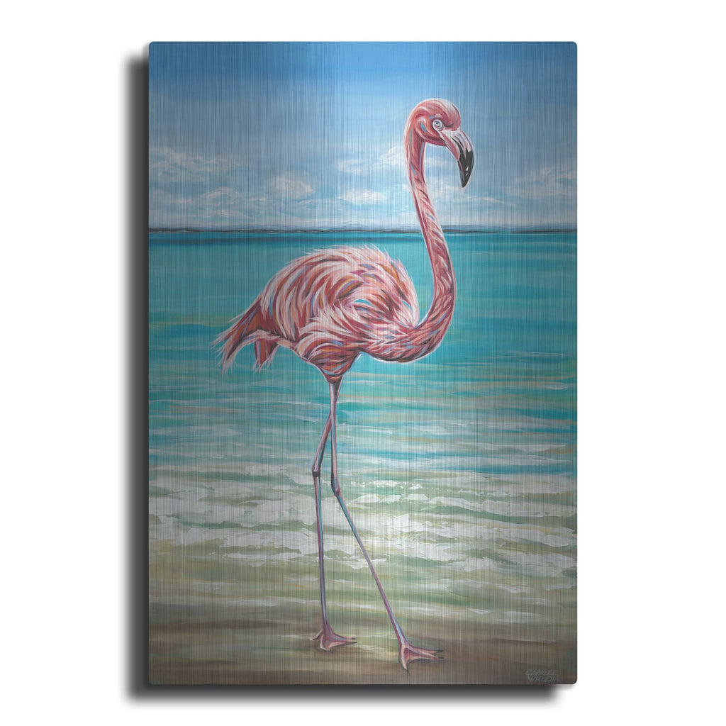 'Beach Walker Flamingo I' by Carolee Vitaletti – Metal Wall Art