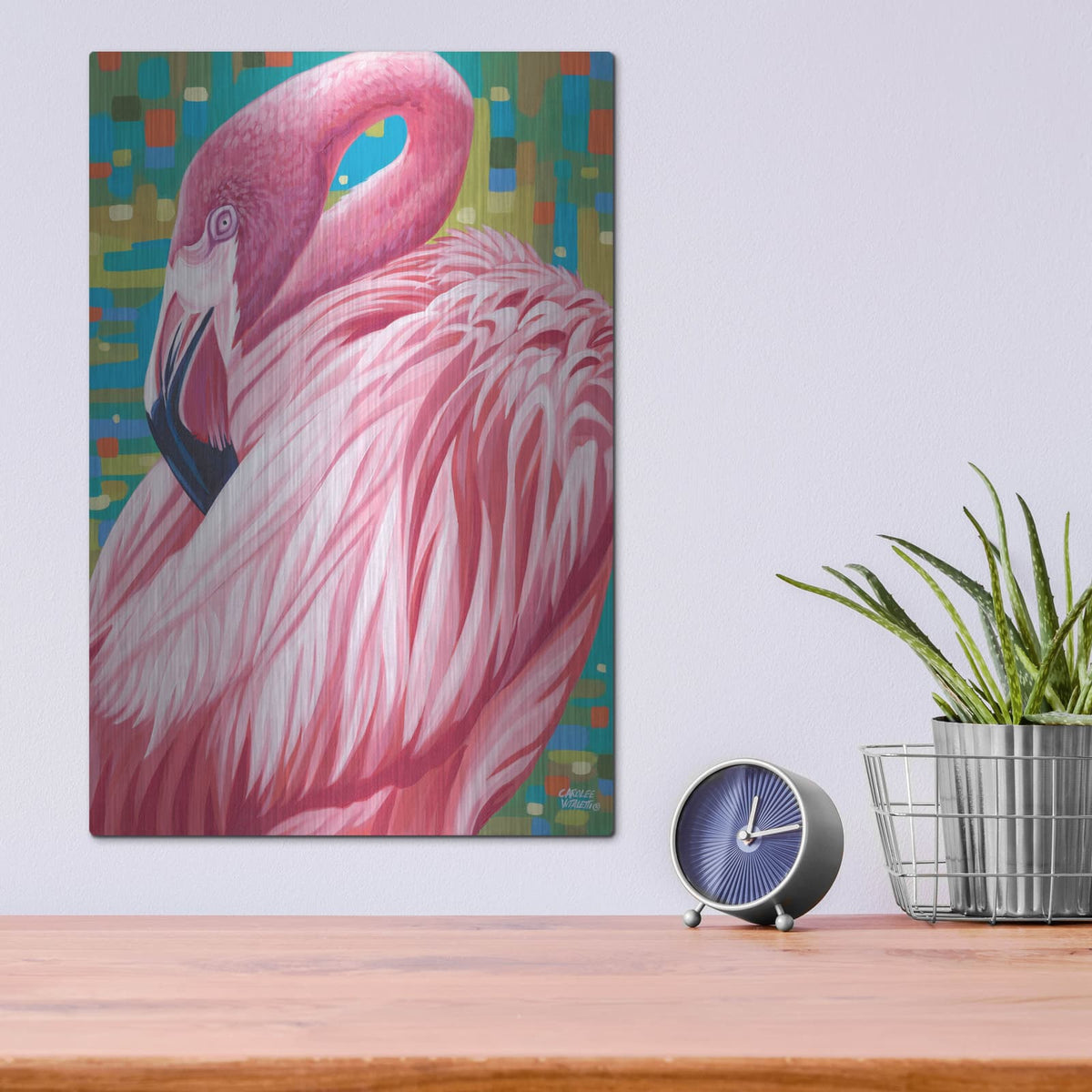 'Fabulous Flamingos II' by Carolee Vitaletti – Metal Wall Art, 12x16 room view