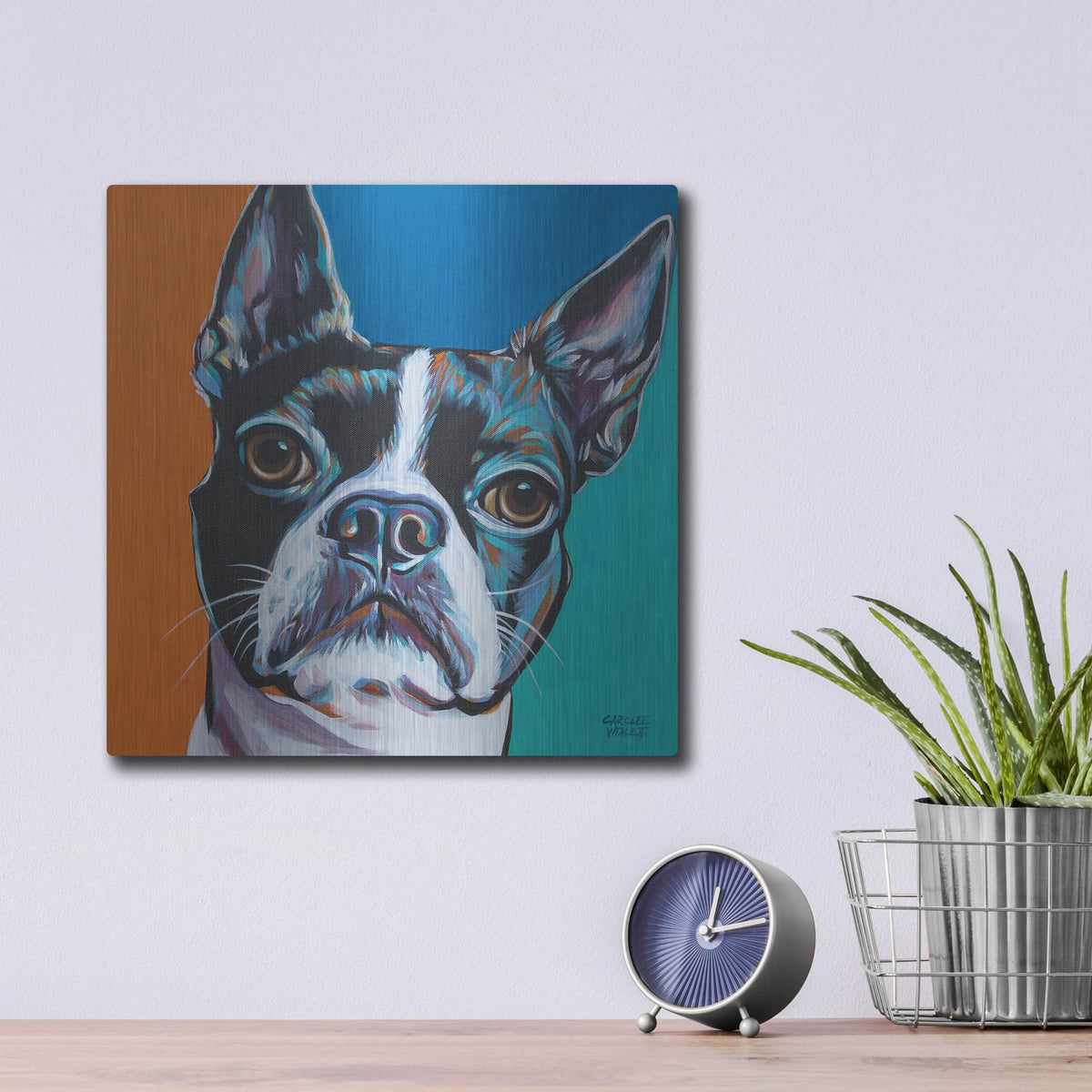 'Dog Friend III' by Carolee Vitaletti – Metal Wall Art, 12x12 room view