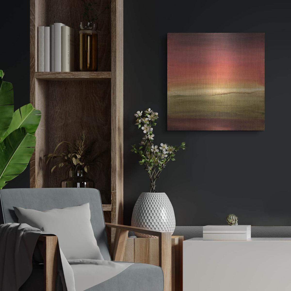 'Abstract Horizon I' by Ethan Harper – Metal Wall Art, 24x24 room view