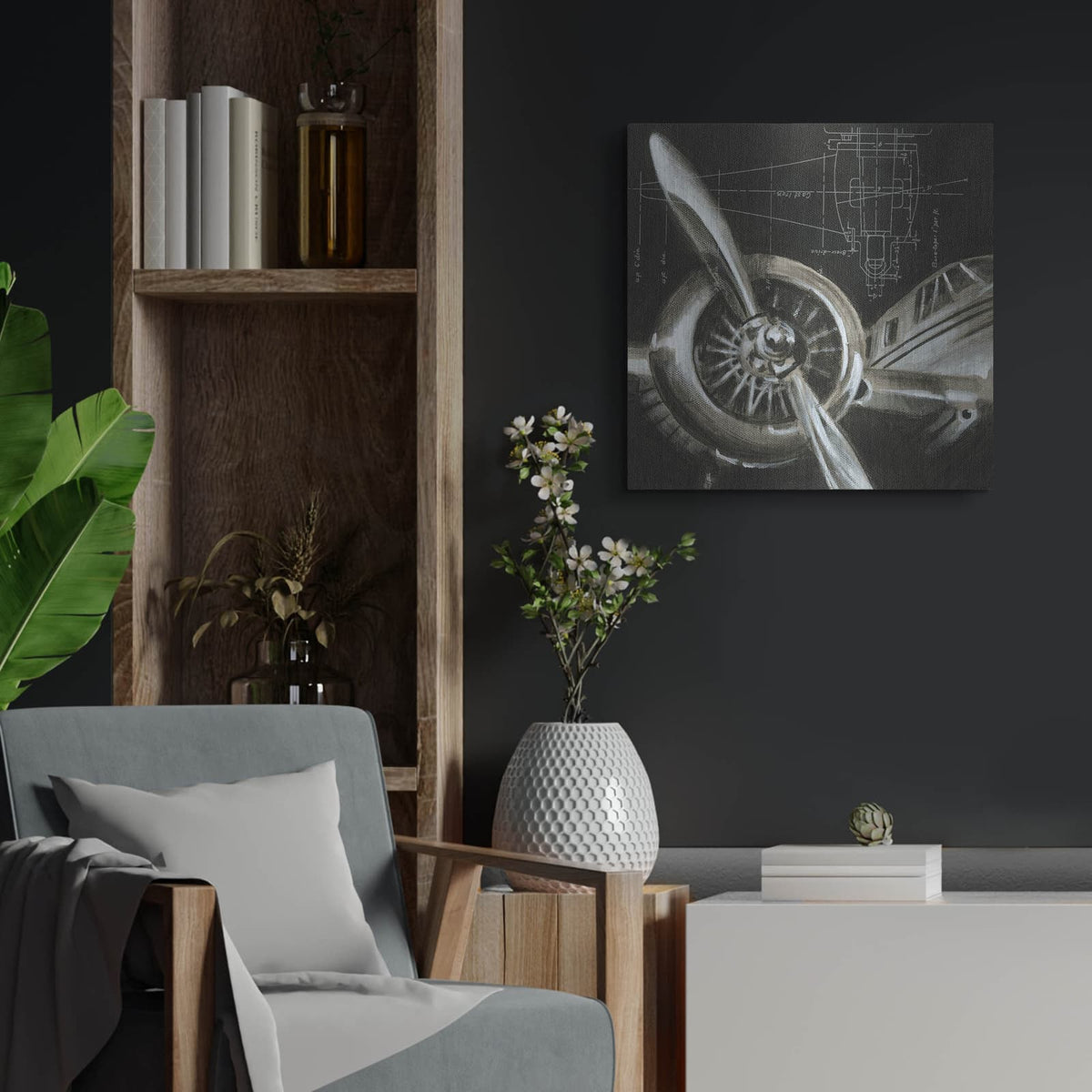 'Aerial Navigation I' by Ethan Harper – Metal Wall Art, 24x24 room view