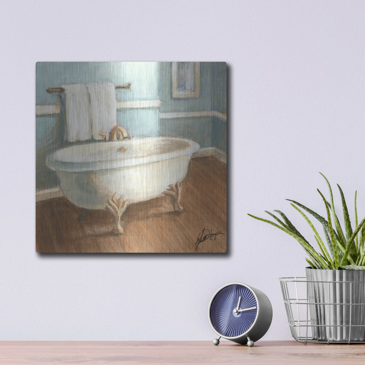 'Porcelain Bath IV' by Ethan Harper – Metal Wall Art, 12x12 room view