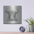 'Black and White Bull' by Ethan Harper – Metal Wall Art, 12x12 room view