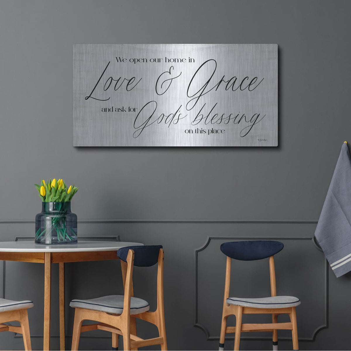 'In Love & Grace' by Susie Boyer – Metal Wall Art, 48x24 room view