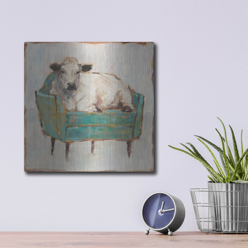 'Moo-ving In I' by Ethan Harper – Metal Wall Art, 12x12 room view