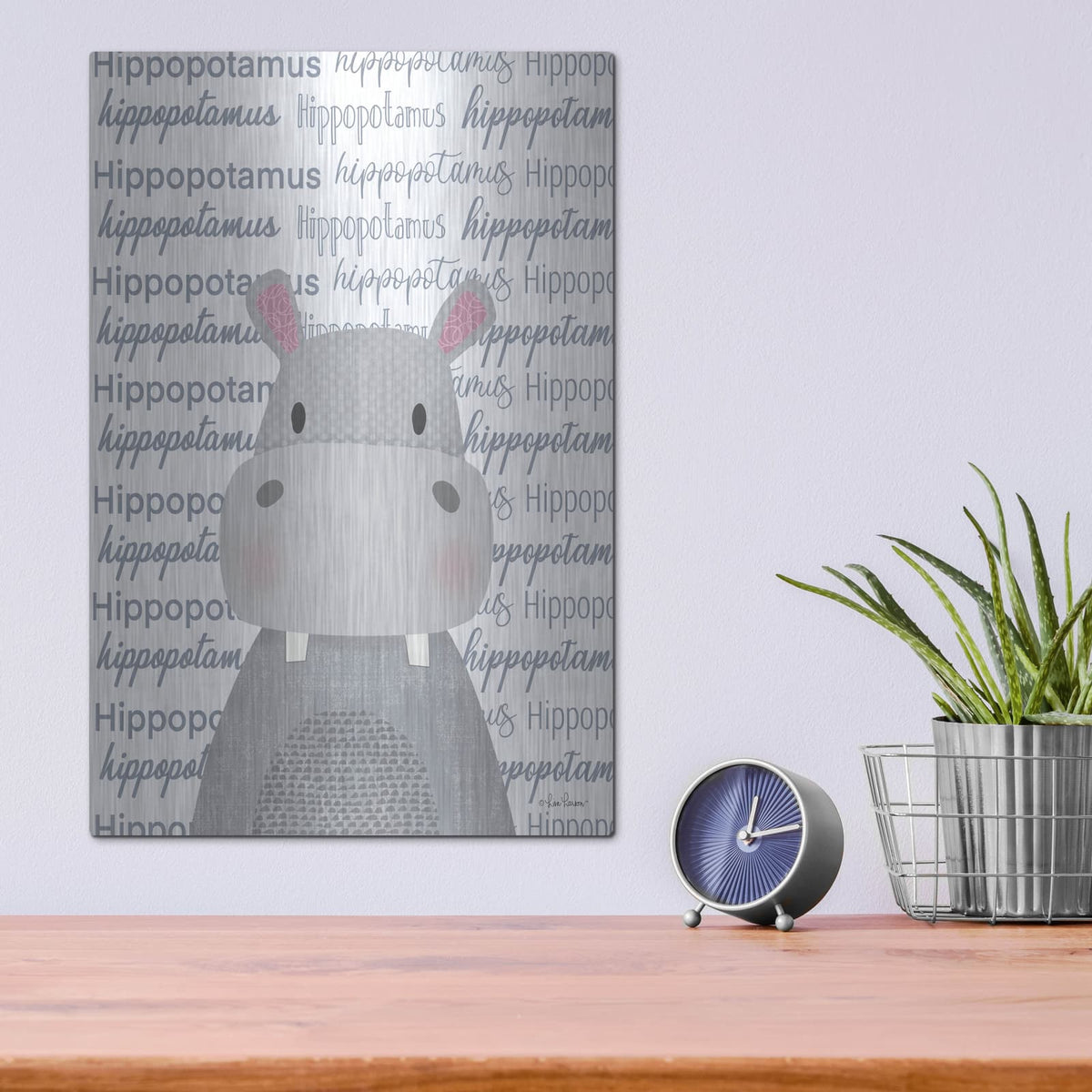 'Baby Hippo' by Lisa Larson – Metal Wall Art, 12x16 room view