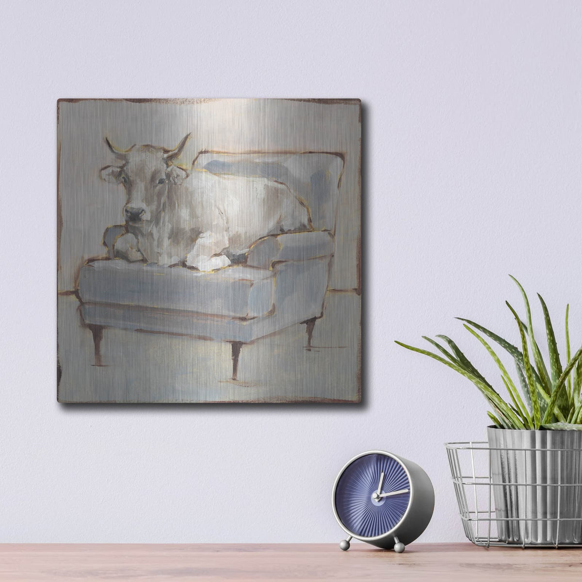'Moo-ving In III' by Ethan Harper – Metal Wall Art, 12x12 room view