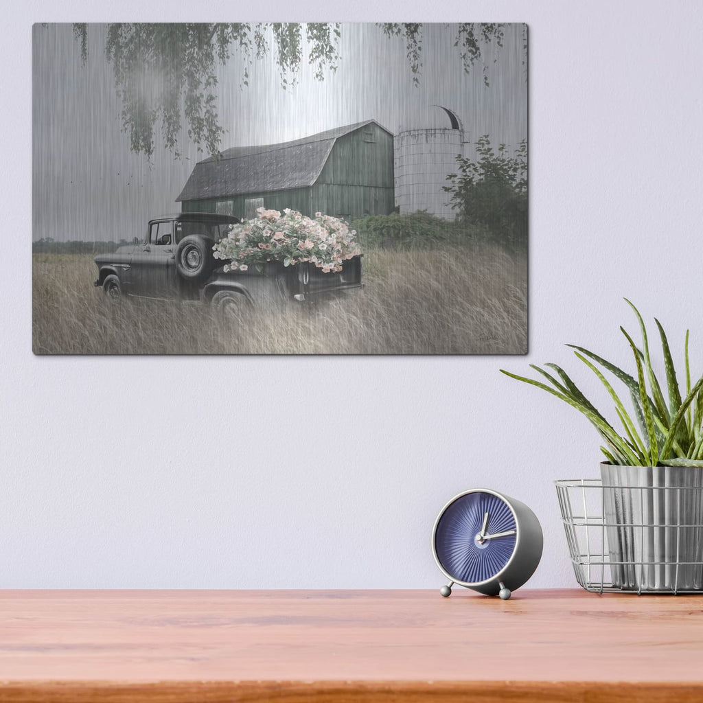 'Green Flower Farm' by Lori Deiter – Metal Wall Art, 16x12 room view