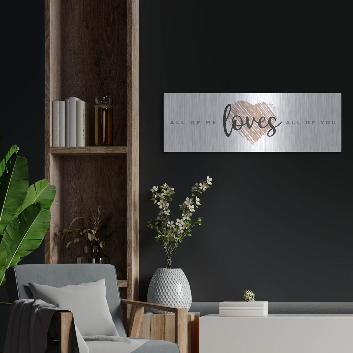 'All of Me Loves All of You' by Marla Rae – Metal Wall Art, 36x12 room view