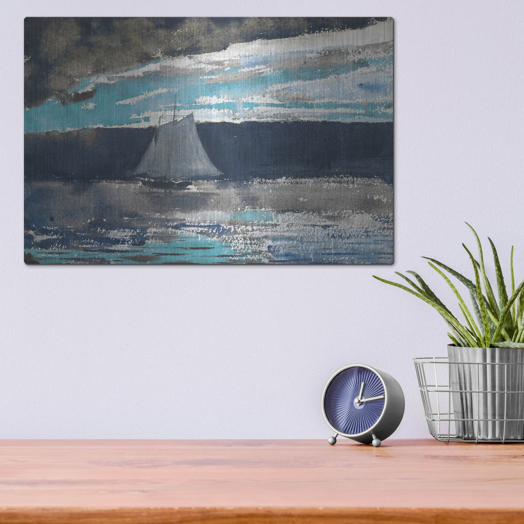 'Schooner at Sunset' by Stellar Design Studio – Metal Wall Art, 16x12 room view