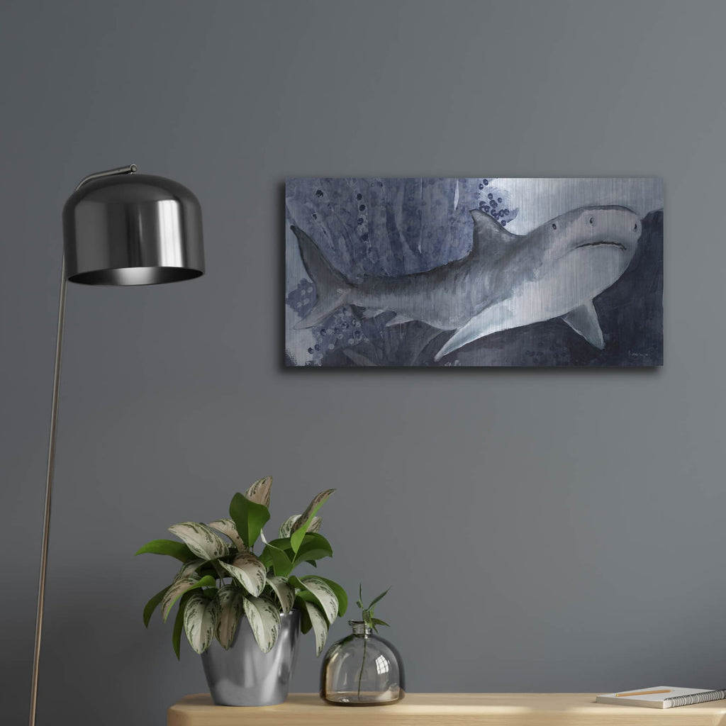 'Shark Swim 2' by Stellar Design Studio – Metal Wall Art, 24x12 room view