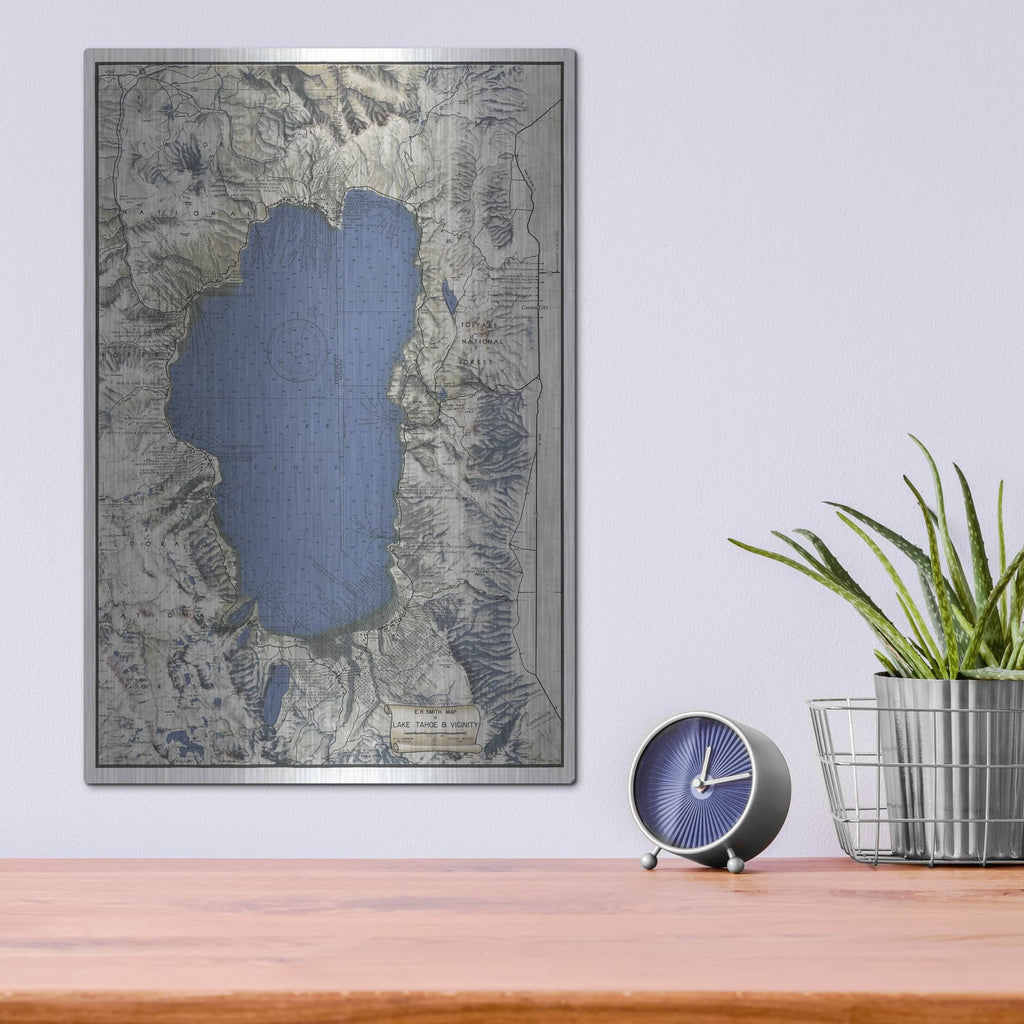 'Lake Tahoe Map' by Stellar Design Studio – Metal Wall Art, 12x16 room view