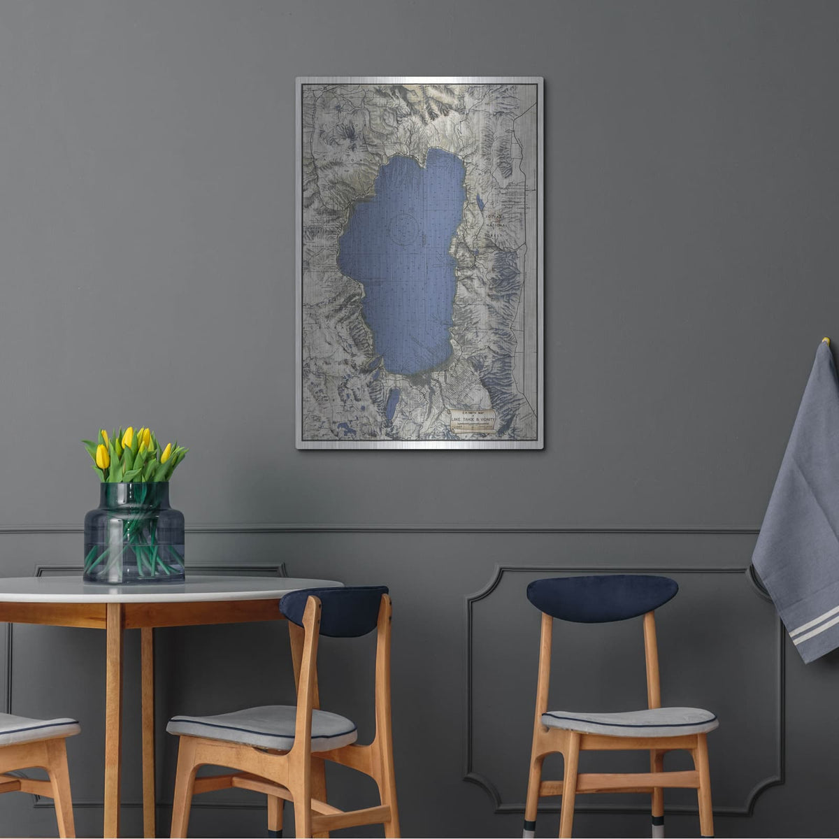 'Lake Tahoe Map' by Stellar Design Studio – Metal Wall Art, 24x36 room view