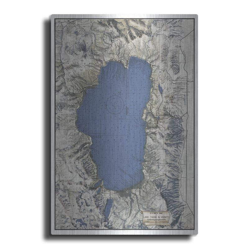 'Lake Tahoe Map' by Stellar Design Studio – Metal Wall Art
