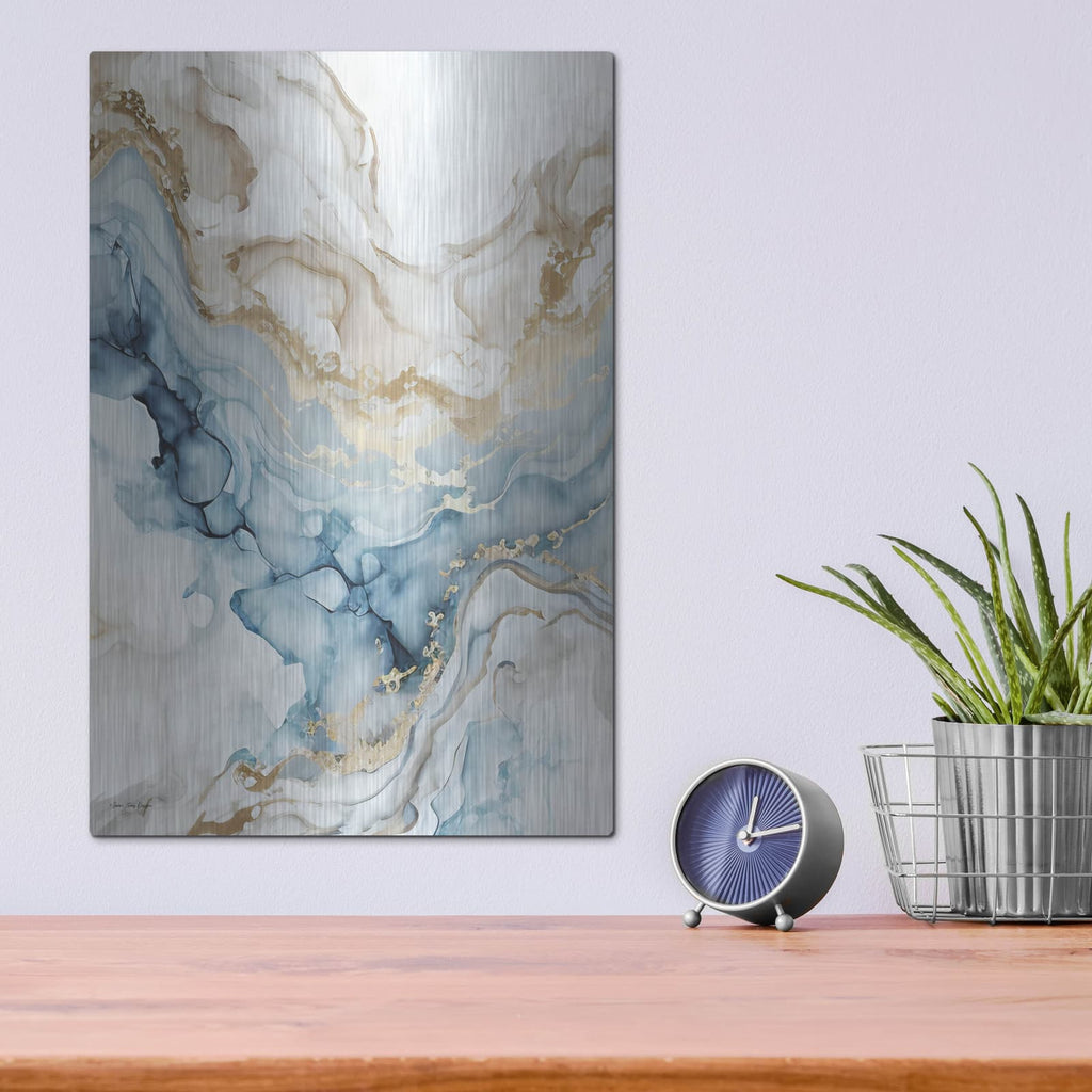 'Blue Art Marble' by Seven Trees Design – Metal Wall Art, 12x16 room view