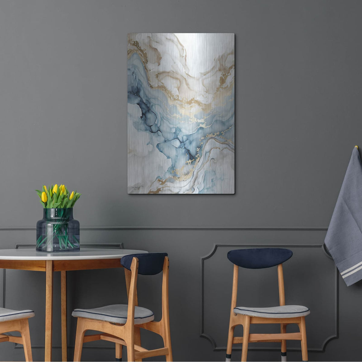 'Blue Art Marble' by Seven Trees Design – Metal Wall Art, 24x36 room view