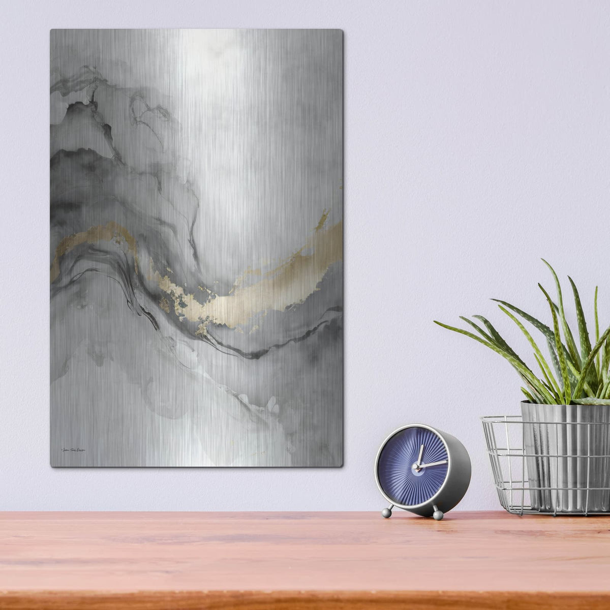 'Gray Art Marble I' by Seven Trees Design – Metal Wall Art, 12x16 room view