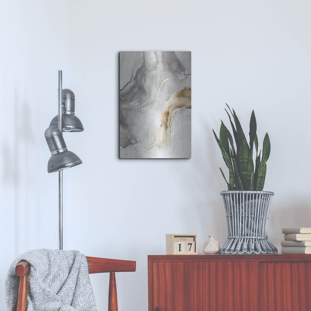 'Gray Art Marble II' by Seven Trees Design – Metal Wall Art, 16x24 room view