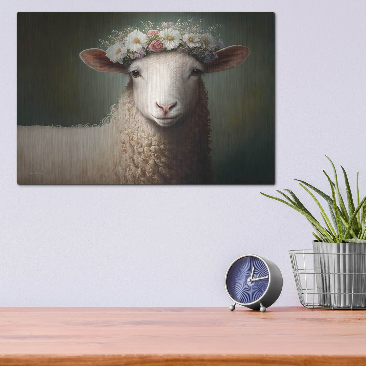 'Sheep Queen' by Seven Trees Design – Metal Wall Art, 16x12 room view