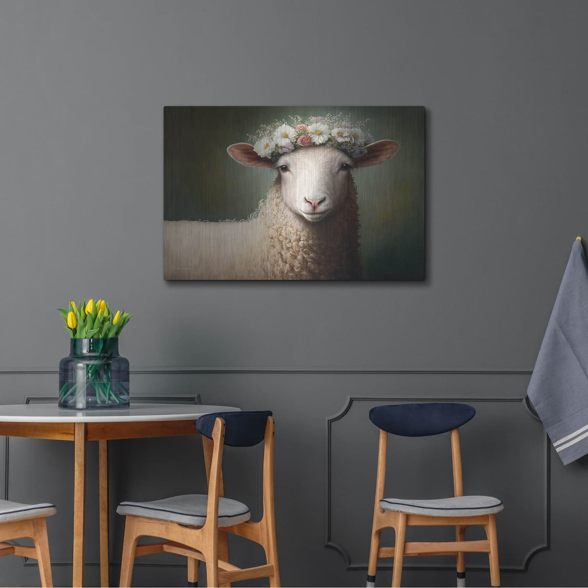 'Sheep Queen' by Seven Trees Design – Metal Wall Art, 36x24 room view