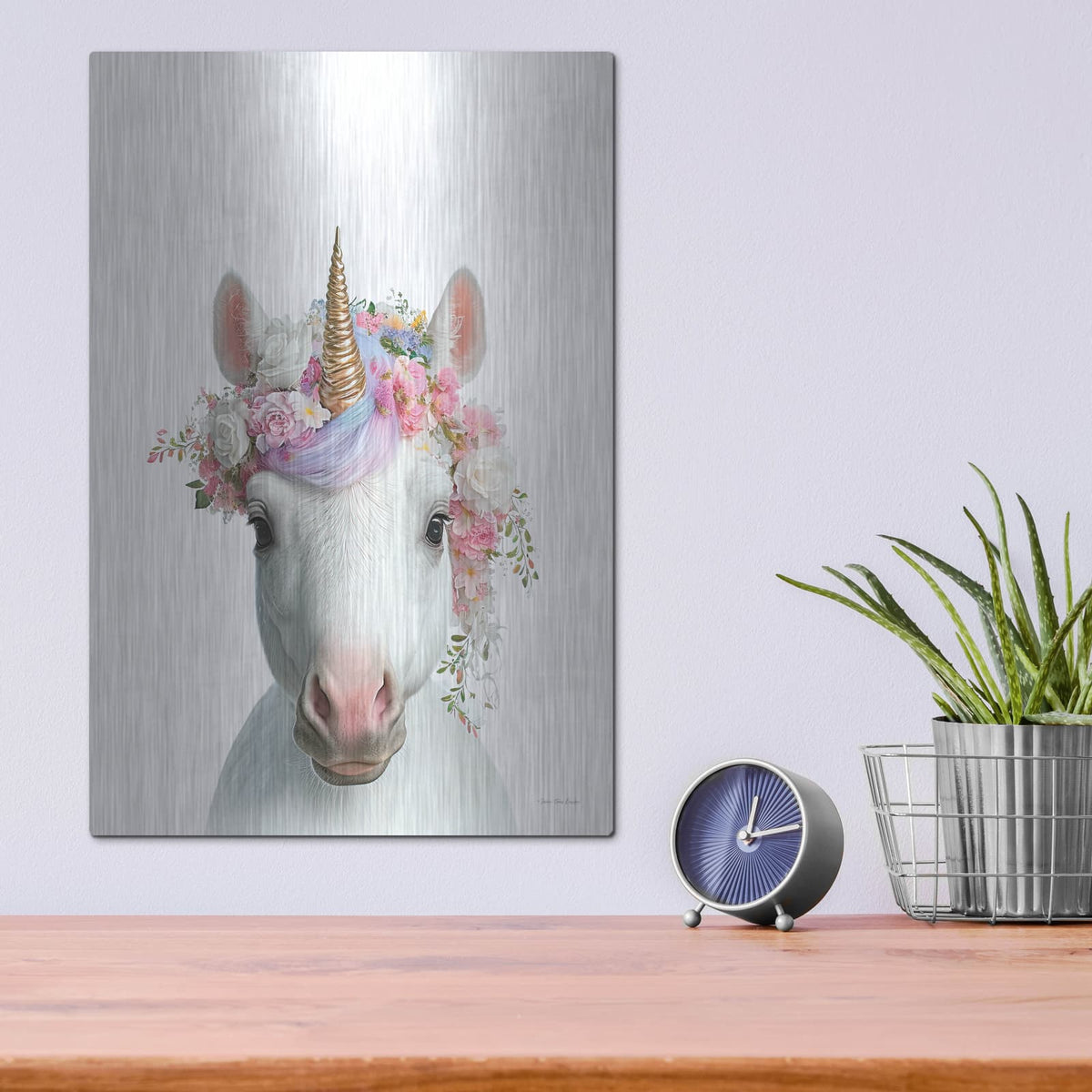 'The Mystic Unicorn' by Seven Trees Design – Metal Wall Art, 12x16 room view