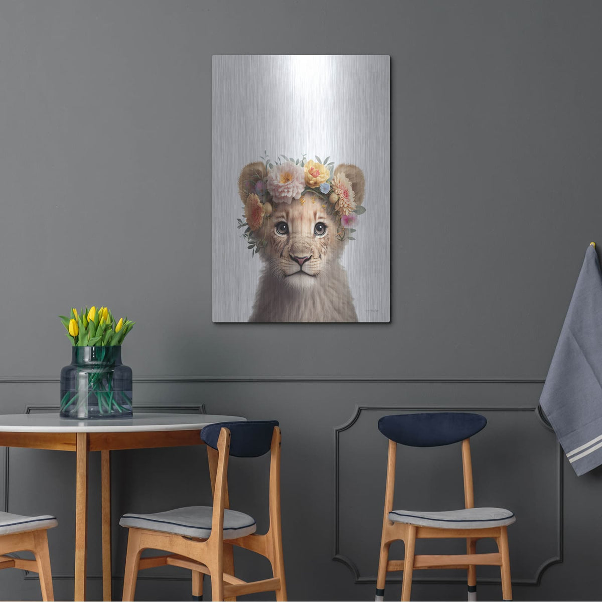 'Baby Lion' by Seven Trees Design – Metal Wall Art, 24x36 room view