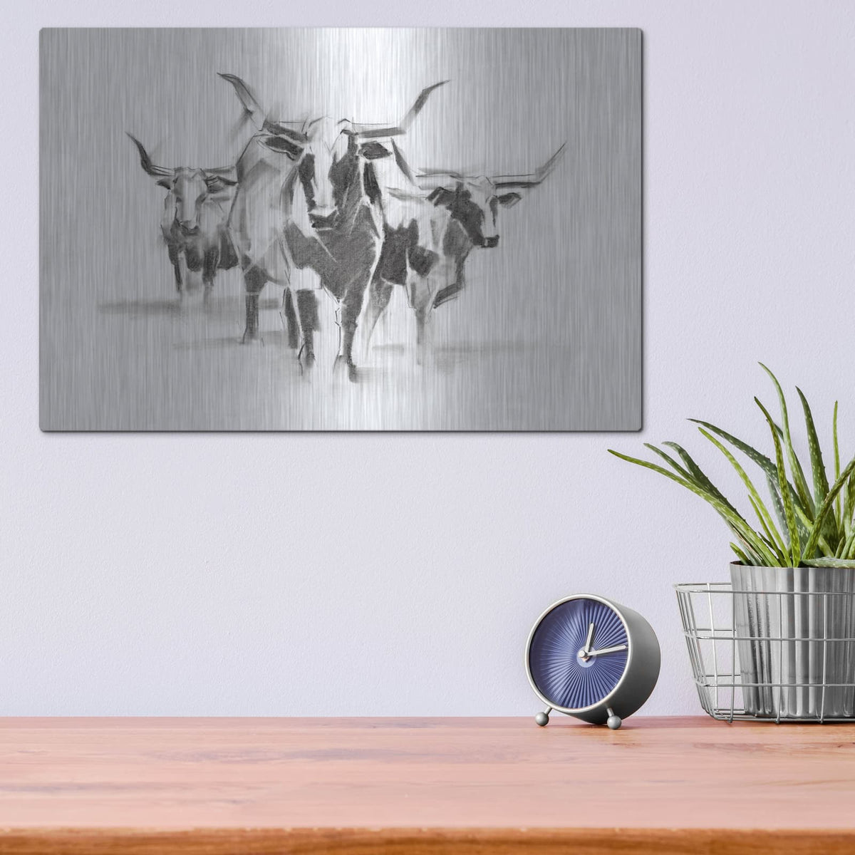 'Contemporary Cattle I' by Ethan Harper – Metal Wall Art, 16x12 room view