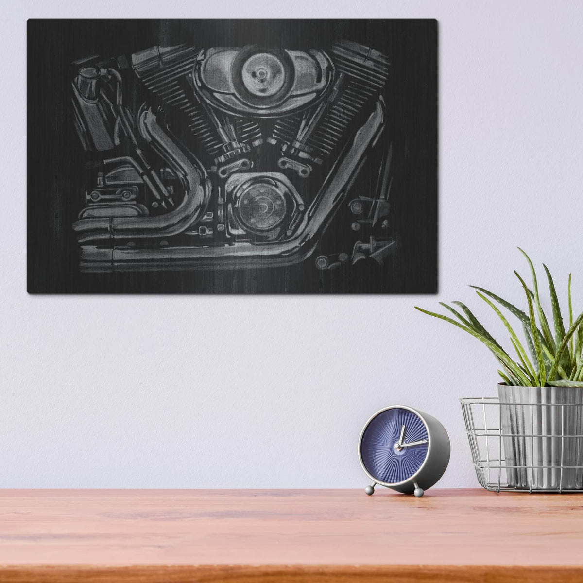 'Polished Chrome II' by Ethan Harper – Metal Wall Art, 16x12 room view