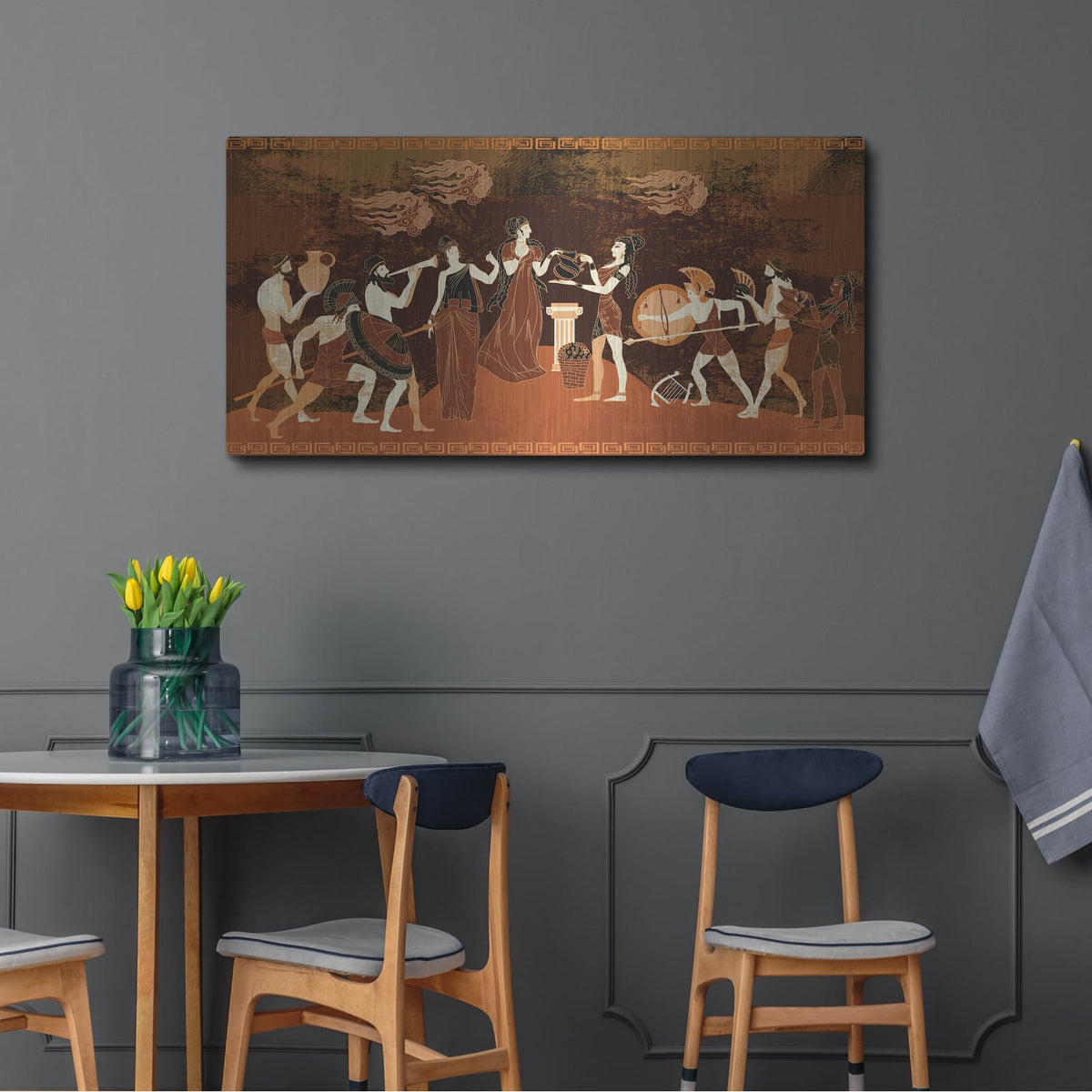 'Ancient Greece Frescos' by Luxe Metal Portfolio – Metal Wall Art, 48x24 room view