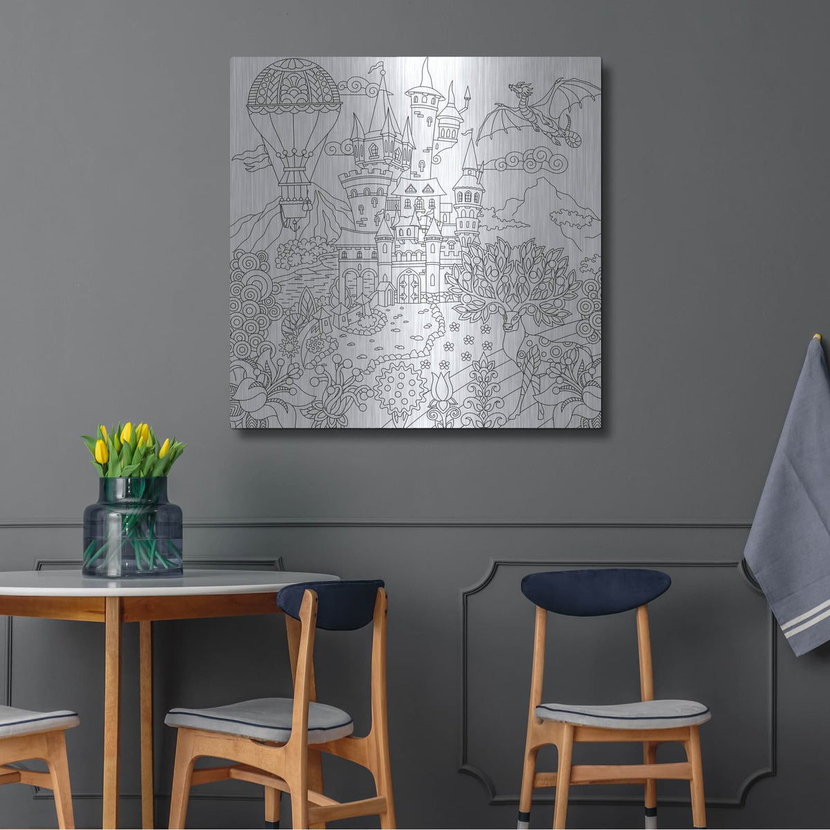 'Coloring Book Castle' by Luxe Metal Portfolio – Metal Wall Art, 36x36 room view