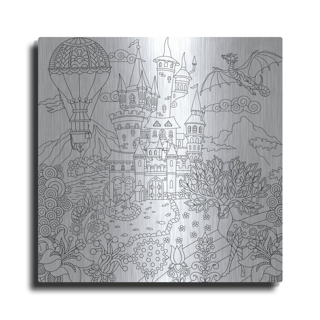'Coloring Book Castle' by Luxe Metal Portfolio – Metal Wall Art