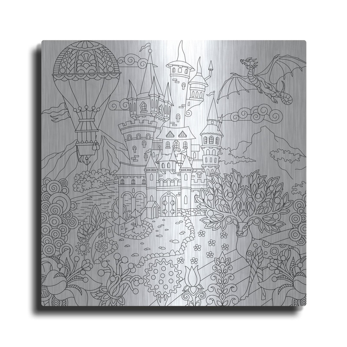 'Coloring Book Castle' by Luxe Metal Portfolio – Metal Wall Art