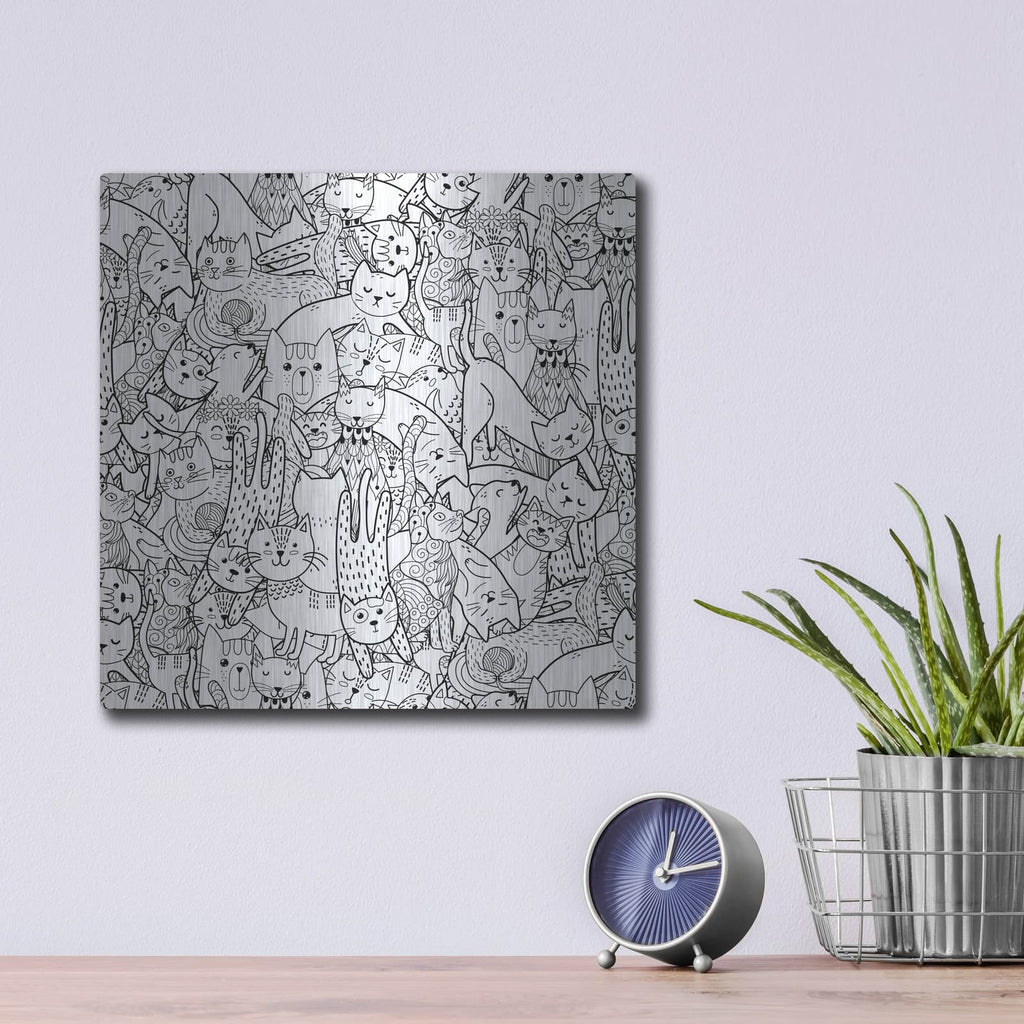 'Coloring Book Cats' by Luxe Metal Portfolio – Metal Wall Art, 12x12 room view
