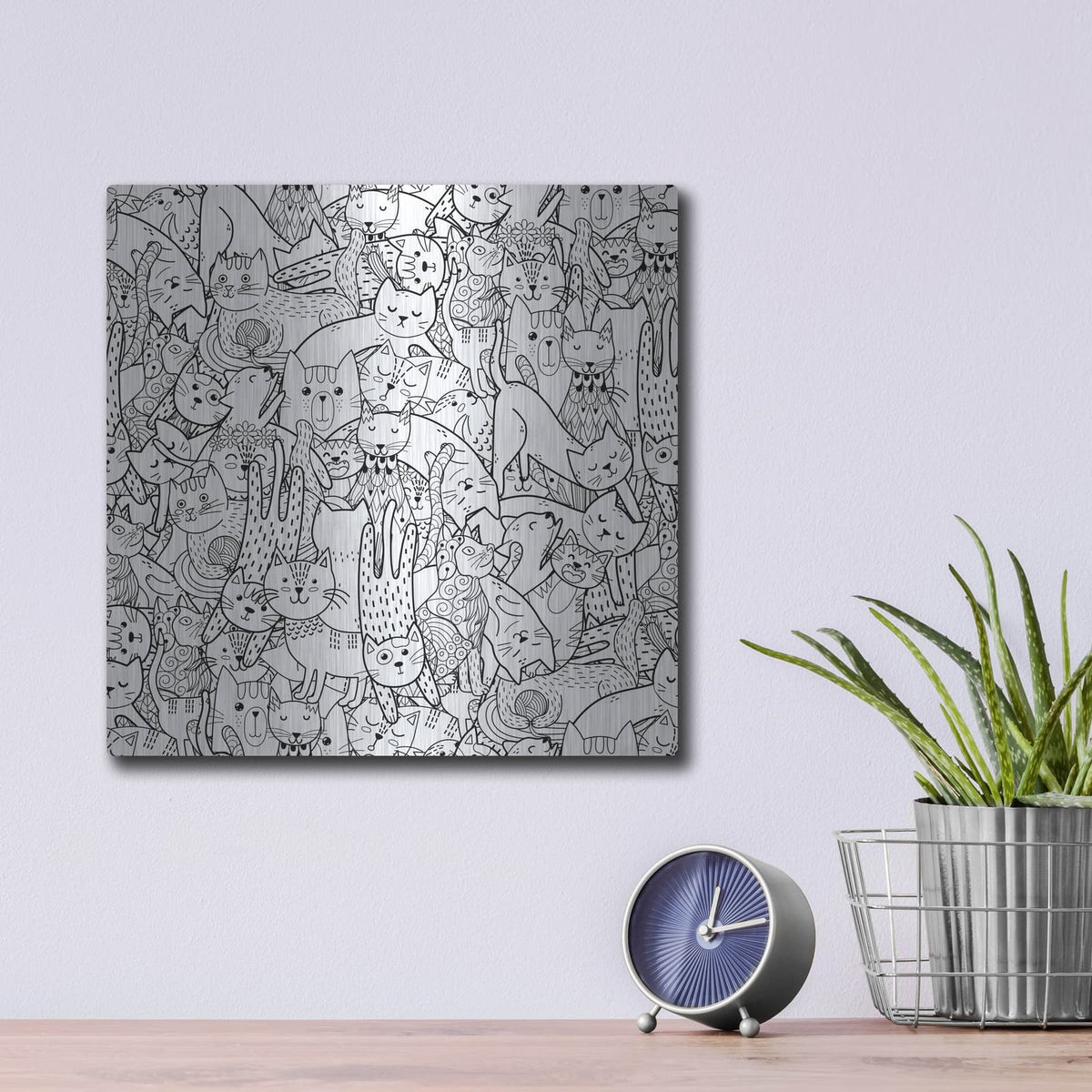 'Coloring Book Cats' by Luxe Metal Portfolio – Metal Wall Art, 12x12 room view