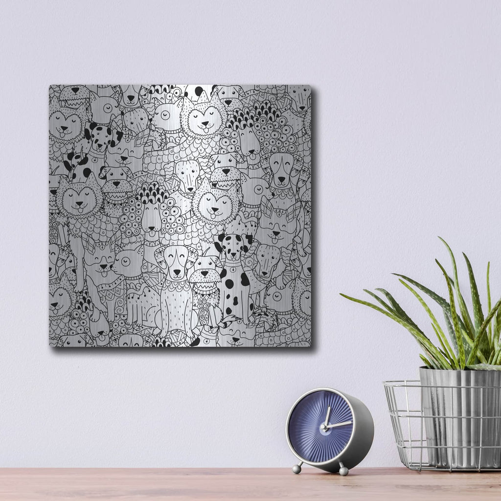 'Coloring Book Dogs' by Luxe Metal Portfolio – Metal Wall Art, 12x12 room view
