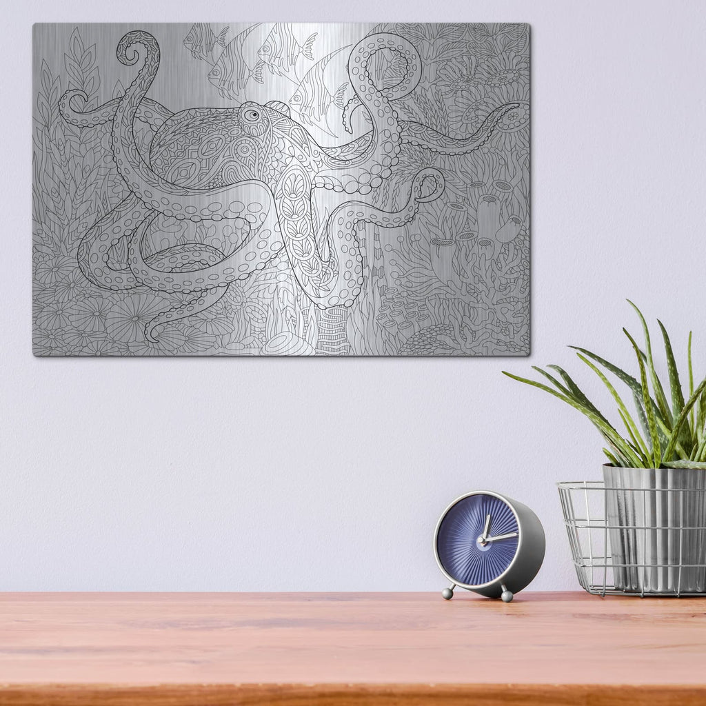 'Coloring Book Octopus' by Luxe Metal Portfolio – Metal Wall Art, 16x12 room view