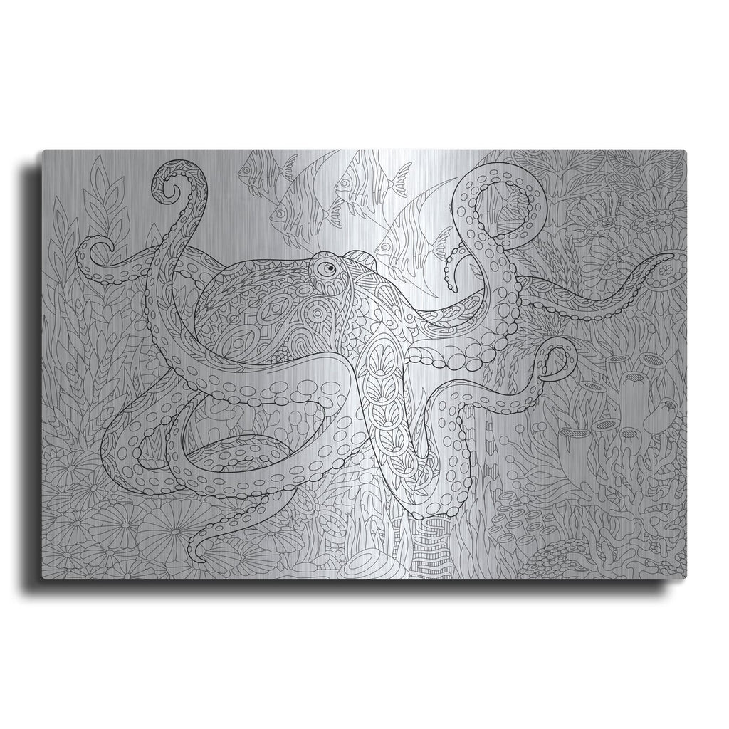 'Coloring Book Octopus' by Luxe Metal Portfolio – Metal Wall Art