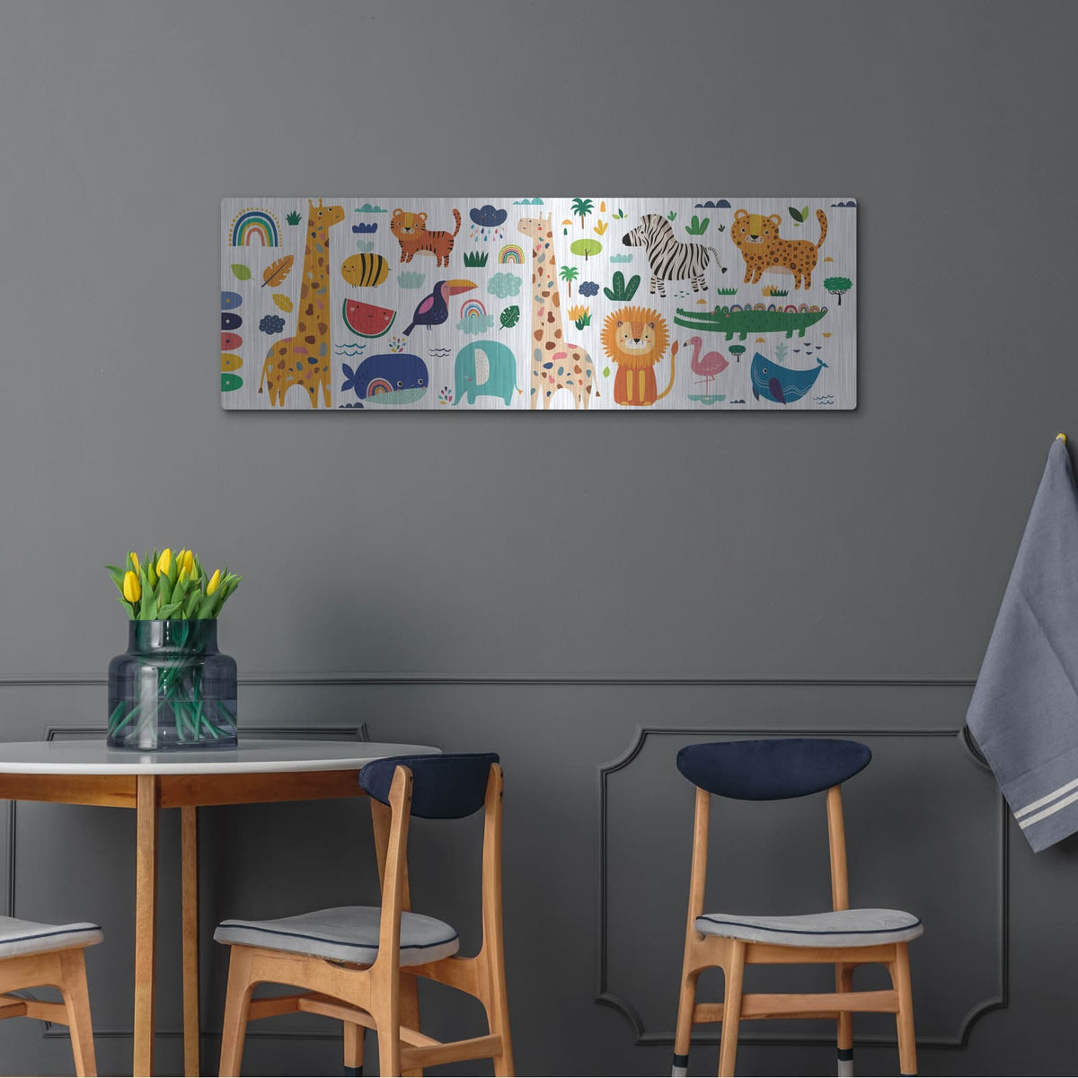 'Cute Animals' by Luxe Metal Portfolio – Metal Wall Art, 48x16 room view