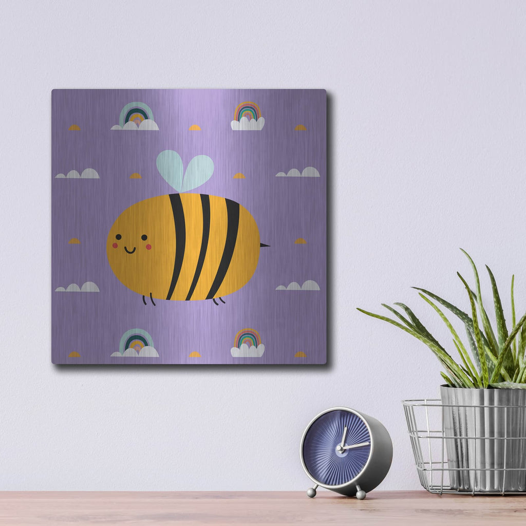 'Cute Bee' by Luxe Metal Portfolio – Metal Wall Art, 12x12 room view