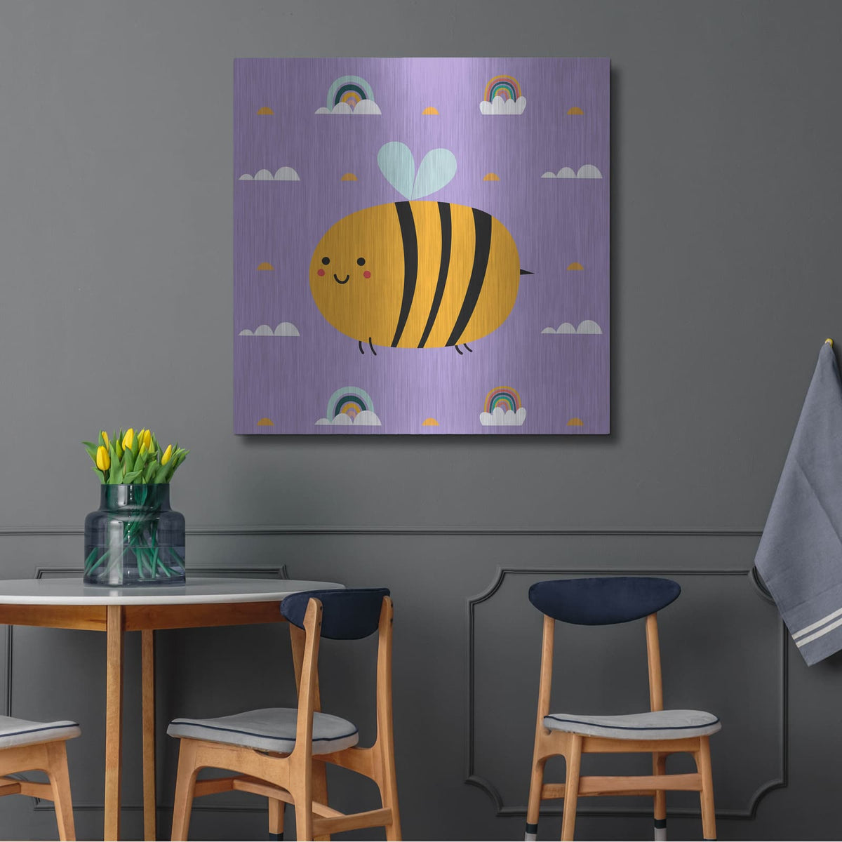 'Cute Bee' by Luxe Metal Portfolio – Metal Wall Art, 36x36 room view
