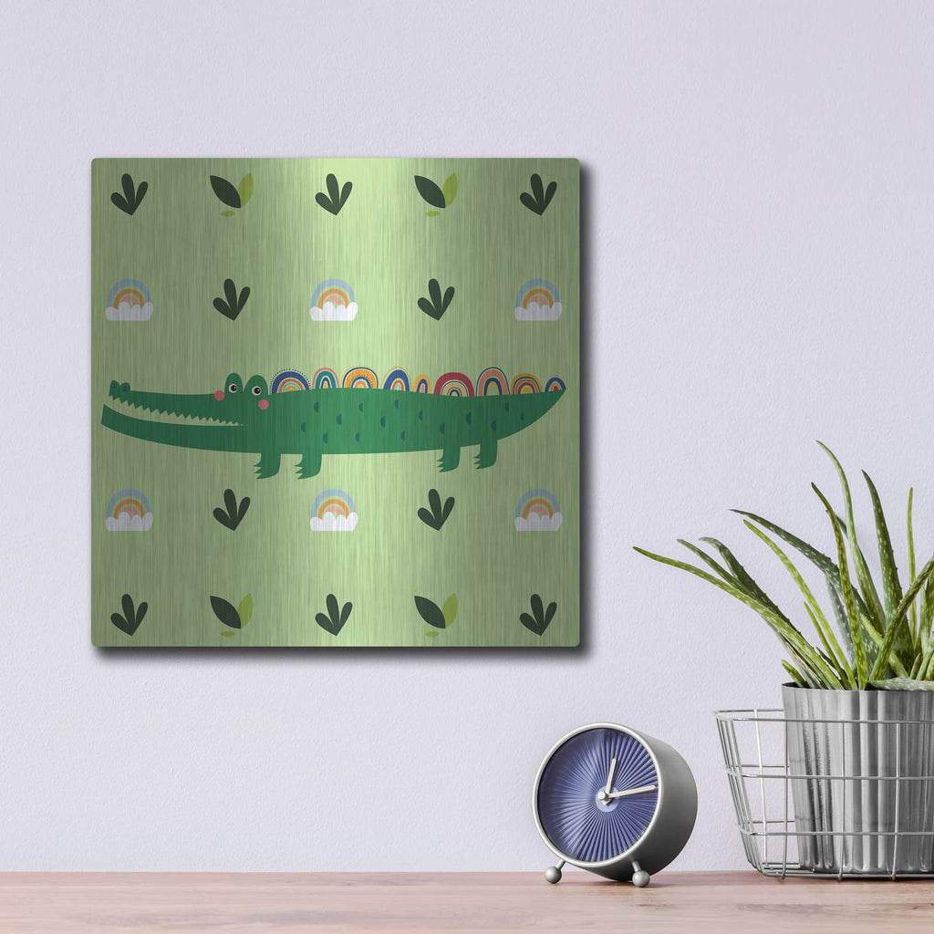 'Cute Cocodrile' by Luxe Metal Portfolio – Metal Wall Art, 12x12 room view