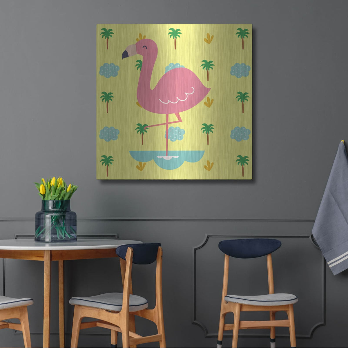 'Cute Flamingo' by Luxe Metal Portfolio – Metal Wall Art, 36x36 room view