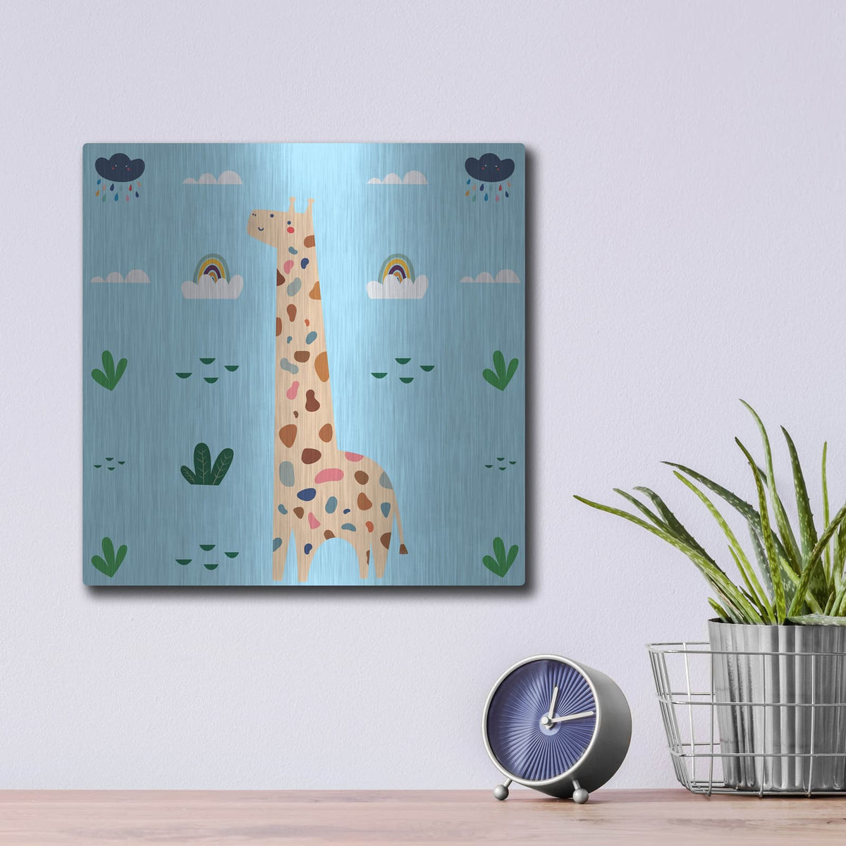'Cute Girafe 2' by Luxe Metal Portfolio – Metal Wall Art, 12x12 room view